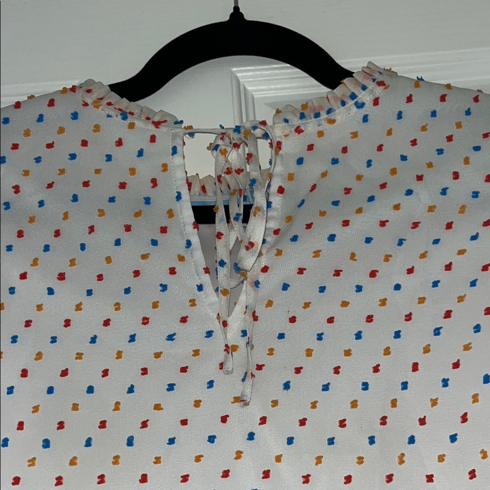 Draper James Multicolor Dot Ruffle Blouse - Picture 2 of 5